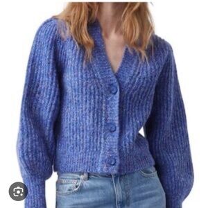 French Connection Textured Blue Cardigan